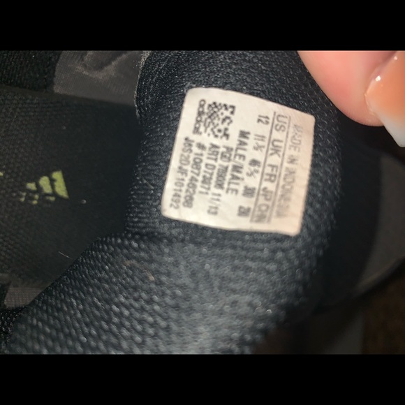Gray ADIDAS tennis shoes with lime green logo - Picture 3 of 3